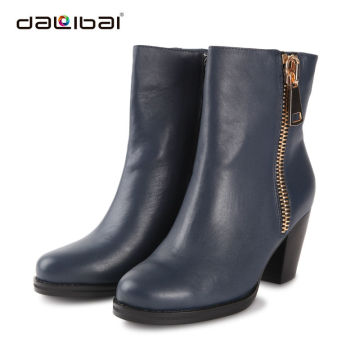 Navy blue winter ankle boots for women